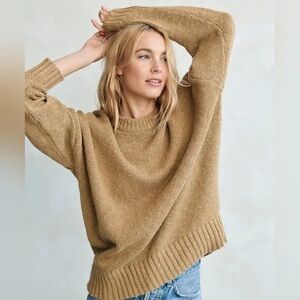 Jenni Kayne Cruise Cocoon Crewneck Women's Tan Sweater